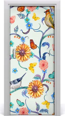 Produktbild von Tulup Türaufkleber 85x205 cm Dekorative Aufkleber Selbstklebend Wasserdichte Tapete Abnehmbar Schlafzimmer Wohnzimmer Wohnkultur - Schmetterling Blume