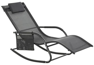 Produktbild von Outsunny Schaukelstuhl Schwingsessel Gartenstuh Schaukelliege Metall Schwarz