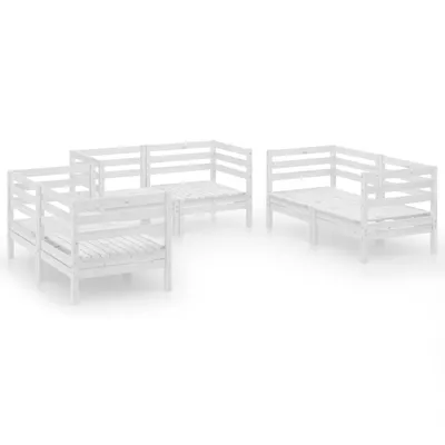 Produktbild von vidaXL 6-tlg. Garten-Lounge-Set Weiß Massivholz Kiefer