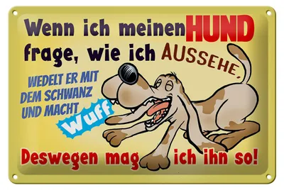 Produktbild von Blechschild Spruch 30x20cm wenn ich meinen Hund frage