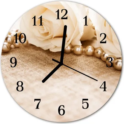 Produktbild von Glasuhr Wanduhr Küchenuhr Echt-Glas 30fi cm Vintage Rosen sepia