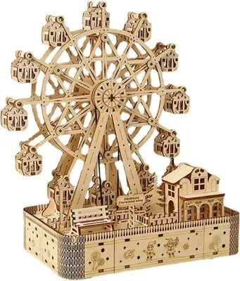 Produktbild von 3D Holzpuzzle, DIY Riesenrad Spieluhr mit Zahnradantrieb, 183 teile
