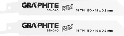 Produktbild von GRAPHITE Säbelsägeblätter BIM, 150 x 19 x 0.9 mm, 18TPI, 2 Stück