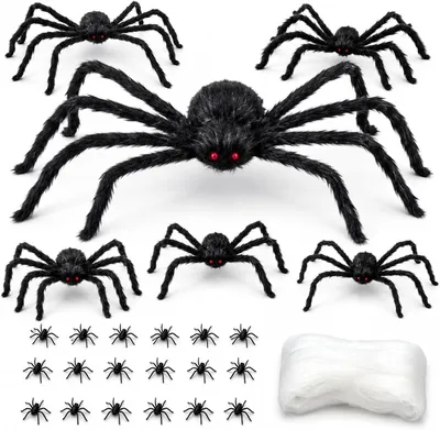 Zdjęcie produktu dla Pająk Halloween, 2 m, sieć pajęcza, 60 g, 20 mini-pająków, idealne do dekoracji ogrodu i na Halloween