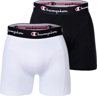 Produktbild von Champion Herren Boxershorts, 2er Pack - Baumwolle, Logobund, einfarbig Weiß/Schwarz XL