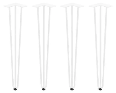 Obrázok produktu pre Emuca Sada 4 stolových nôh s 3 tyčami Hairpin, výška 710 mm, oceľ, bielo lakované
