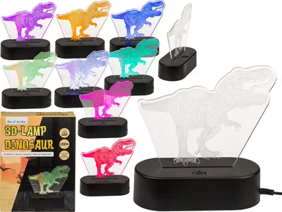 Zdjęcie produktu dla lampa 3D świecący T-Rex I 7 kolorów lampka nocna do pokoju dziecięcego I zasilana przez USB I Dino zmiana koloru światła