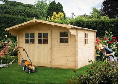 Image de Maison de jardin CLEMATITE en bois épicéa 390x416 cm H. 243 cm-Avec terrasse-316 --
