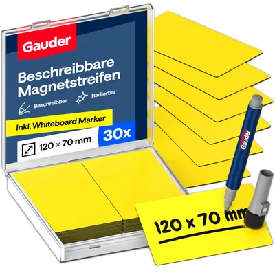 Produktbild von GAUDER Magnetstreifen beschreibbar, Magnetschilder (30 Stk, 120x70mm)