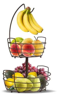 Produktbild von Omgoods – Obstkorb mit 2 Ebenen, stabiler Bananenhalter für die Küche