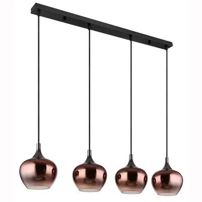 Produktbild von Hängeleuchte, 4-Flammig, Glas kupfer, schwarz, H 120 cm