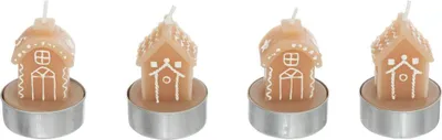 Zdjęcie produktu dla Świeczki tealight w kształcie domków z piernika, 4 sztuki