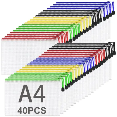 Imagen del producto de Set de 40 carpetas A4 con cremallera, disponibles en 5 colores