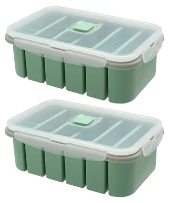 Produktbild von Silikon-Gefrierboxen mit Deckel - 2 Stück - 6 Fächer - Für extra große Portionen