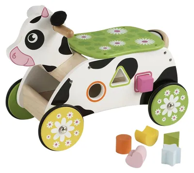 Image de Primi Passi - Houten Vormen- en Loopwagen Koe