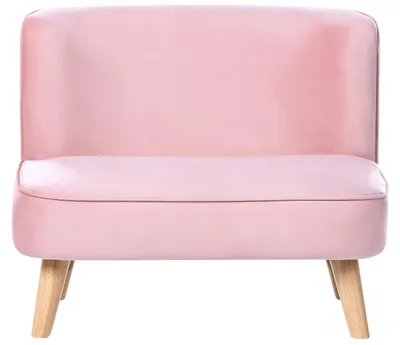 Zdjęcie produktu dla BELIANI Sofa dziecięca różowa welurowa tapicerowana dla dzieci do pokoju dziecięcego kanapa dla malucha