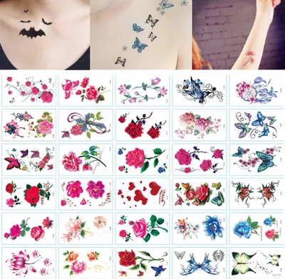 Obrázok produktu pre Dočasné tetovanie Tetovanie Body Art Malé listy Tetovacie nálepky Falošné tetovanie na ruky Nálepky pre mužov ženy (30 listov)