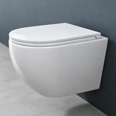 Image de doporro WC Suspendu Blanc Cuvette Céramique Toilette Abattant Silencieux avec Frein de Chute Aachen179