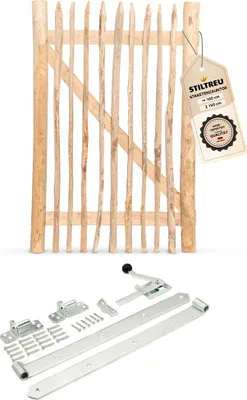 Produktbild von Classic Staketenzaun-Tor Set (silber) aus Edelkastanie, Breite 100 cm, Höhe 150 cm (genagelte Ausführung)