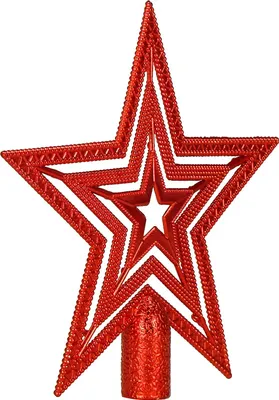 Produktbild von SPRINGOS Christbaumspitze Stern rot 10 cm Weihnachtsbaumschmuck Kunststoff Stern-Spitze