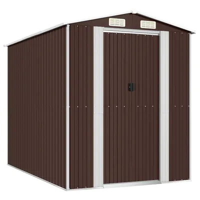 Image de vidaXL Abri de jardin brun foncé 192x274x223 cm Acier galvanisé