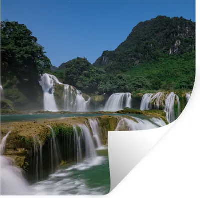 Produktbild von MuchoWow® Wandtattoo Wandsticker Wandaufkleber Wasserfälle - Berge - Natur 100x100 cm Selbstklebend und Repositionierbar - Wierderverwendbar - Selbstklebend