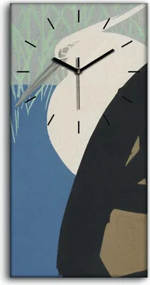 Produktbild von Wohnzimmer-Bild Leinwand Uhr 30x60 Malerei Abstrakte Kunst Vogel Wasser - schwarze Hände