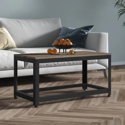 Image de Maison Exclusive - Table basse grise et noire 90 x 45 x 45 cm, MDF et fer