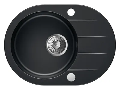 Produktbild von Granitspüle - Spülbecken - Küchenspüle - 58 x 42 cm - Black Metallic - Einbauspüle - Kratzfest, Modern, Platzsparend, mit Siphon, Coast 50