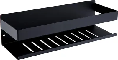 Produktbild von Matt Schwarz Selbstklebender Duschablage ohne Bohren 30cm, Edelstahl Duschkorb Wandmontage Badregal K07-30-MB
