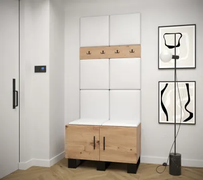 Obrázek produktu pro Předsíňová sestava RUMIE 4 - dub artisan, bílé panely z