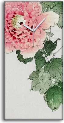 Produktbild von Wanduhr Uhr Wandbild Leinwand Quarz 30x60 Malerei Asiatische Blätter Blumen - weiße Hände