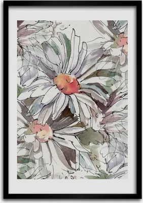 Produktbild von Bild - Bilderrahmen - Foto - 70 cm x 100 cm - MDF - Rahmen - Wandkunst - Gänseblümchen