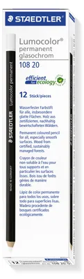 Produktbild von STAEDTLER Lumocolor glasochrom 108 20 wasserfester Farbstift Einzelprodukt weiß, 12 Stück