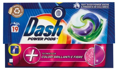 Zdjęcie produktu dla Kapsułki do prania Lavatrice Ecodosi Power Colore&Fibre 19szt - Dash