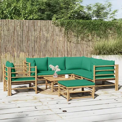 Produktbild von Maison Exclusive - 8-tlg. Garten-Lounge-Set mit Grünen Kissen Bambus