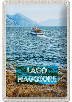 Produktbild von Blechschild Reise 20x30cm Lago Maggiore Italien Insel Boot Meer