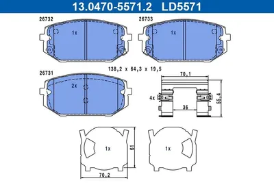 Produktbild von ATE Bremsbeläge Satz Vorne für HYUNDAI Tucson (NX4, NX4E) 13.0470-5571.2