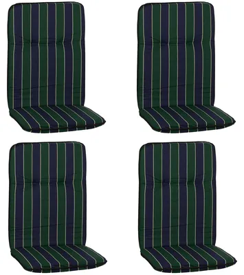 Produktbild von NYVI Hochlehner Auflagen Hawaii 4er Set - 114x47 cm Blau Dunkelgrün Gestreift - Gartenmöbel Auflage mit 5 cm Polster und Gummi-Halteband