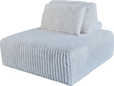 Produktbild von KAWOLA Hocker WIOLO SOFT Polsterhocker mit Rückenkissen Weicher Breitcord cremeweiß