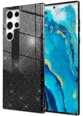 Produktbild von NALIA Robuste Glitzerhülle für Samsung Galaxy S22 Ultra, Glänzende Glitzer Hybrid Schutzhülle Verstärkte Silikonhülle Schwarz
