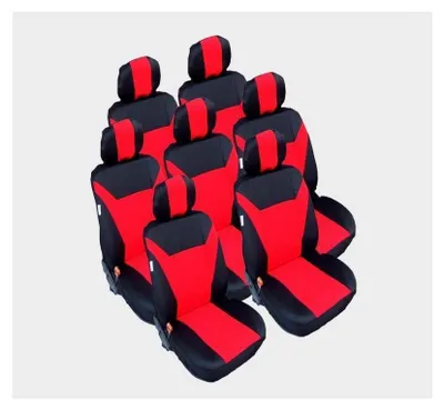 Imagen del producto de Fundas para asientos de coche para VW Touran, Sharan, Ford Galaxy, Citroën C8, Peugeot 307 SW, Citroën C4, Peugeot 806, 807, color rojo