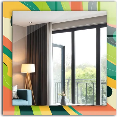 Produktbild von Bedruckter Spiegel - Wandspiegel - Dekorativer - Modern - 60x60 cm - Abstrakte Bunte Muster
