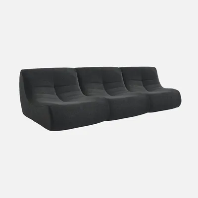 Produktbild von sweeek - 3er-Set modulare 1-Sitzer Sessel mit strukturiertem Bouclé-Bezug - Schwarz