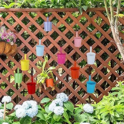 Produktbild von Balkon Geländer Blumen-Pflanzkasten Metall-Pflanzkübel Mit | 10er Set Pflanzkübel Außen Garten Balkon Terrasse Geländer Wand Patio