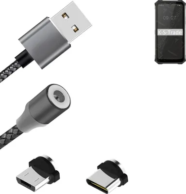 Produktbild von K-S-Trade Hochwertiges Magnet-Lade-kabel Sync-Kabel Daten-Kabel für Oukitel WP13 mit USB-Typ-C-Anschluss und Micro-USB-Anschluss 2A bis zu 480mbps