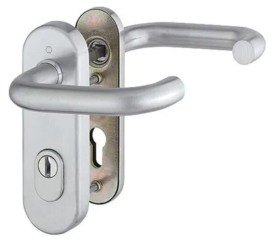 Produktbild von Paris HOPPE Schutz-Türdrücker-Kurzschild-Garnitur, E138Z/3331K/353K-1 (Entfernung: 72mm, Vierkant: 8mm, Türstärke: 37 - 42 mm, Zylinderabdeckung: Ja, Oberfläche: Edelstahl matt) Entfernung: 72mm Vierkant: 8mm Türstärke: 37 - 42 mm Zylinderabdeckung: Ja Ob