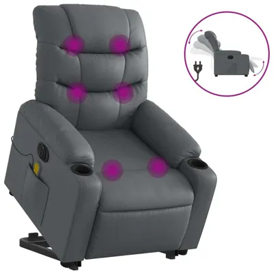 Produktbild von vidaXL Massagesessel mit Aufstehhilfe Elektrisch Grau Kunstleder