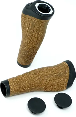 Produktbild von ergonomische Fahrrad Griffe Kork - Compound braun/schwarz Lenkergriffe lang/lang Schraubbefestigung