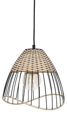 Zdjęcie produktu dla Lampa wisząca Pomax Trix, kolor naturalny | Czarna, średnica 30 cm, wysokość 28 cm